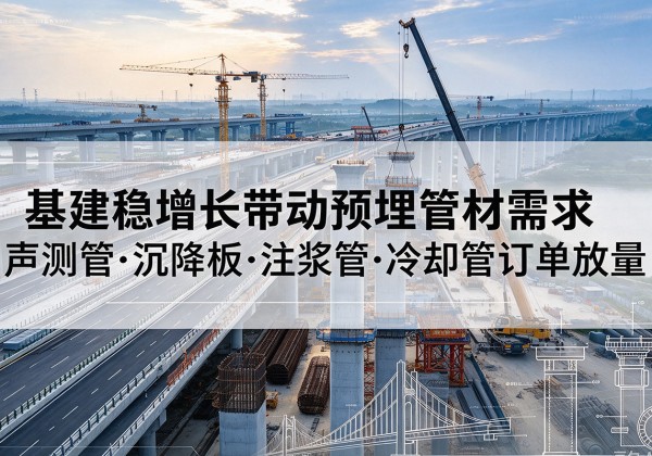 射洪基建稳增长带动预埋监测管材需求，声测管、沉降板、注浆管订单持续放量
